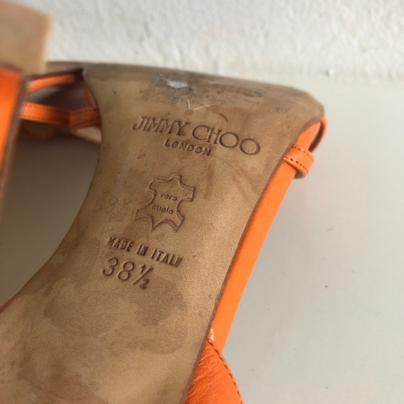 Jimmy Choo Strappy Orange Sandals Heels - Picture 7 of 8